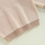 fhutpw Newborn Infant Baby Girl Boy Knit Sweater Crewneck Pullover Long Sleeve Chunky Sweater Toddler Fall Winter Clothes (Cream + Light Khaki, 0-3 Months)