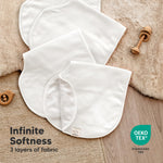 KeaBabies 4-Pack Baby Burp Cloths Baby Girl, Boy - Organic Cotton Burp Cloth, Extra Large, Absorbent, Soft Burping Cloths & Bibs Set for Babies, Newborn Burp Clothes, Thick Burp Rags (Soft White)