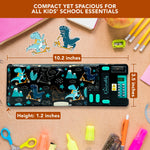 Decorably Pop Up Multifunction Dinosaur Pencil Case With Calculator for Boys, with Sharpener, Pen Slots, Mini Drawer and 2 Main Compartments with Magnetic Closure - Back to School Gift for Kids