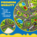 JOYIN Kids Play Rugs - 12 Pull-Back Vehicle Set - Durable Carpet Playmat Rug - City Pretending Play - Toddler Car Track Rug