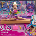 Barbie Careers Playset, Gymnastics Set with Blonde Gymnast Fashion Doll, C-Clip for Flipping Action, Balance Beam, Warm-Up Suit & Accessories