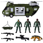 JOYIN Military Vehicles Toy Set of Friction Powered Transport Helicopter with Light and Sound Siren, and Soldier Army Men Action Figures for Kids