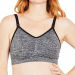 Motherhood Maternity Women's Wireless Clip Down Seamless Nursing Bra for Breastfeeding, Grey Space Dye, Large