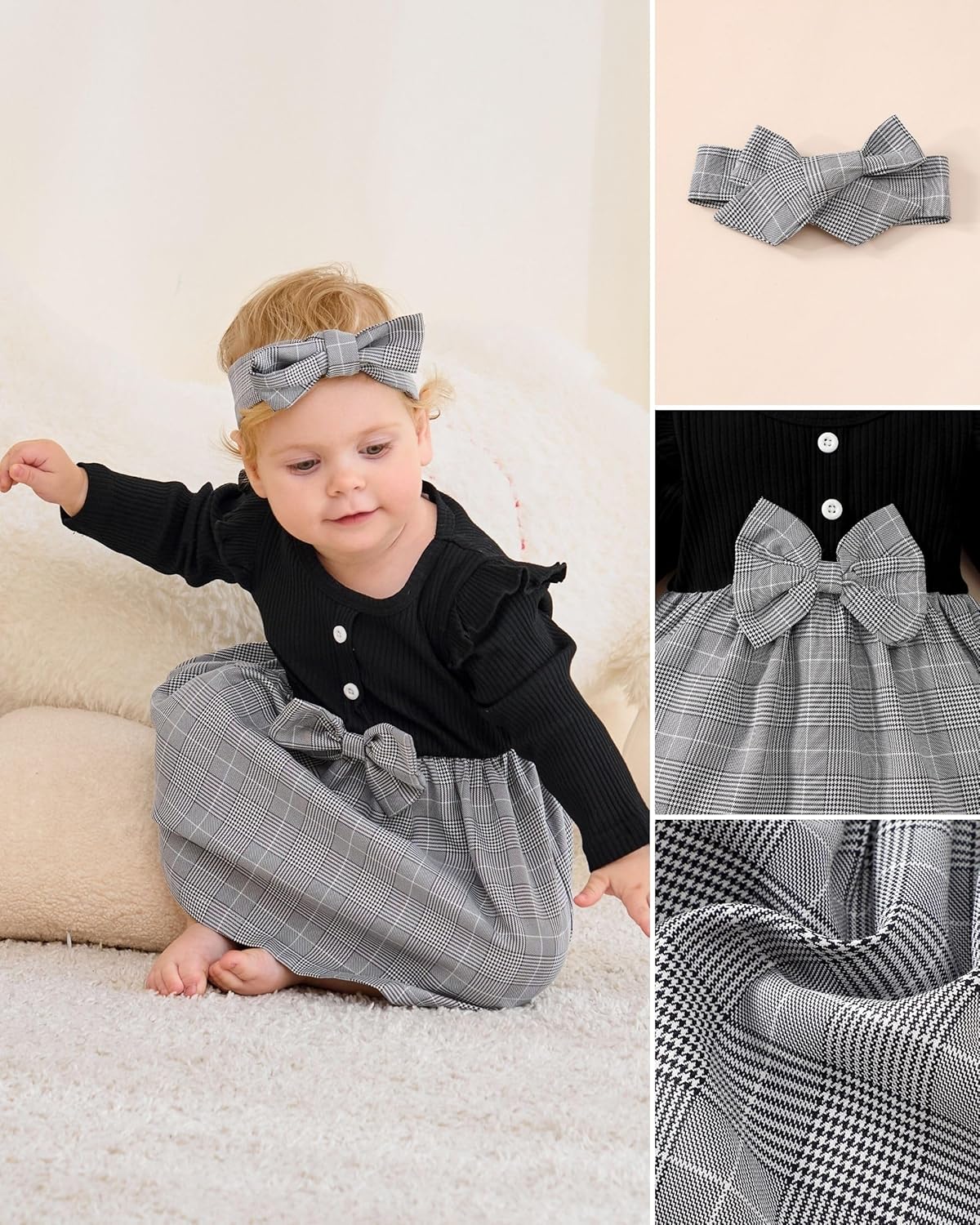 Baby Girl Dress Infant Clothes Newborn Fall Winter Outfits Plaid Dresses Cute Birthday Gifts Holiday Princess Dress for Girls