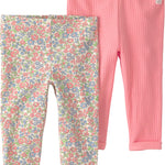 Little Planet by Carter's Girl 2-Pack Textured Pants Made with Organic Cotton, Floral Pink, 6M