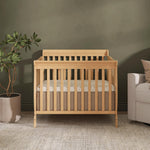 Dream On Me Aden 4-in-1 Convertible Mini Baby Crib in Natural, GreenGuard Gold & BSA, Sustainable Pinewood, Non-Toxic Finish, 3 Mattress Heights, Converts to Mini Day & Twin-Size Bed