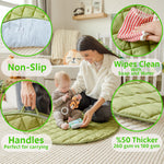 SnapPea Baby Activity Mat. Jungle Baby Play Gym Mat, Tummy Time Mat with 8 Baby Toys and Handle. Non Slip, Soft 37in Baby Play Mat. Portable Baby Gym, Infant Floor Playmat for Playroom, Nursery