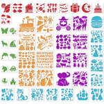 Bsenhe 48PCS Stencils for Kids, Stencils for Painting Crafts Reusable Drawing Art Stencil Washable Primary Shape Paper Scrapbooks Template for Kids Toddlers Preschool Back to School