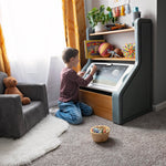 Step2 Harmony Toy Storage Box, Kids Toy Storage Bin with Chalkboard Lid, Easel & Toy Organizer in One, Made of Durable Plastic, For Toddlers 2+ Years Old, Sage Gray