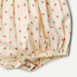 Amazon Essentials x Sofia Grainge Baby Girls' Woven Sleeveless Ruffle Romper, Bright Pink Little Strawberries, 6-9 Months