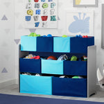 Delta Children Deluxe Multi-Bin Toy Organizer with Storage Bins, Grey/Blue Bins