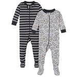 Gerber Baby Boys' 2-Pack Footed Pajamas, Grey Dinos Grey, 0-3 Months