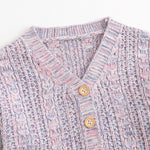 Curipeer Baby Girls Cable Knitted Cardigan Multicolored Toddler Girls Outfits Sweaters for Autumn and Spring 3T Pink-Purple