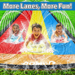 JAMBO Premium 16Ft Slip Splash and Slide and 3 Bodyboards Updated Model, Heavy Duty Water Slide - 3-Way Sprinkler System, Splash Mat Pad, Backyard Outdoor Water Toys n Slides for Kids