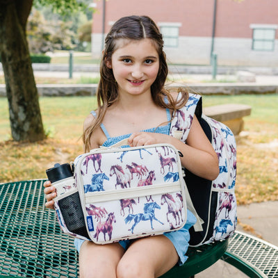 Wildkin Kids ECO rPET Insulated Lunch Box – Keeps Food Hot or Cold, Easy-Clean Lining, Mesh Pockets & BPA-Free – Boys & Girls, Ideal for School, Travel & Daycare – Horse Dreams