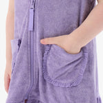 RuffleButts Baby/Toddler Girls Terry Butterfly Sleeve Full Zip Cover-Up - Wisteria Purple, 3-6m