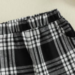 Toddler Kids Baby Boy Girl Gingham Pants Elastic Waist Striped Plaid Long Pants Spring Fall Winter Casual Trousers (A-Black, 3-4 Years)
