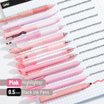 Mr. Pen- Pink Gel Pens Set, 12 Pack, Black Ink Cute Writing Pens with 1 Aesthetic Highlighter, 0.5 mm Fine Point, Smooth Gel Pens for Journaling, Aesthetic Girly Stationery, School & Office Supplies