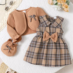 Baby Girl Clothes Toddler Dresses Infant Fall Winter Outfits Little Coat Princess Cardigan Dress Set +Cute Bag