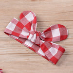 IWOKA Baby Girls Plaid Ruffle Bowknot Tank Top+Denim Shorts Outfit with Headband (80(6-12M), Red)
