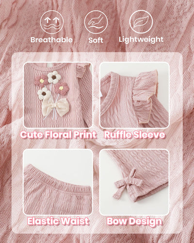 Kucnuzki Baby Girl Clothes 6-9 Months Long Sleeve Pink T Shirt Ruffle Floral Print Top Bell Bottom Baby Girl Pants 9-12 Month Girl Clothes Fall Winter Outfits