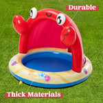 Sloosh Baby Pool Toddler Sprinkler, Crab Splash Pool with Canopy, Baby Wading Pool Inflatable Sprinkler for Learning, Children’s Water Pool Toys, Inflatable Kiddie Pool for Outdoor Summer Water