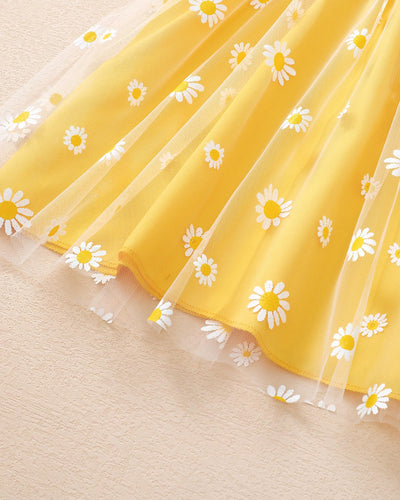 Kucnuzki Toddler Girl Dress 2t 3t Girl Clothes Cute Ruffle Tutu Fairy Princess Yellow Swing Beach Dress for Toddler Summer Two Piece Outfit Casual Sun Dress