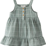 little planet by carter's baby-girls Baby & Toddler Girls' Organic Cotton Dress, Spring Moss Plaid, 6 Months
