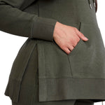 Motherhood Maternity Women's Long Sleeve Fleece Tunic Pullover Pregnancy Hoodie with Side Slits and Kangaroo Pocket, Green Depths, Medium