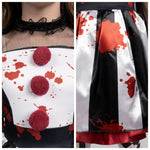Spooktacular Creations Girls Clown Costume, Halloween Scary Clown Costume, Black and White Bloody Jester Dress for Girls Halloween Dress Up, Role Play, Cosplay Party-L