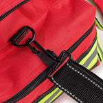 Scherber First Responder Fully-Stocked Professional Essentials EMT/EMS Trauma Kit | HSA/FSA Approved | Reflective Bag w/8 Zippered Pockets & Compartments & 200+ First Aid Supplies - Red