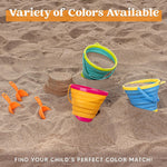 JOYIN 3 Packs Foldable Pail Bucket with Shovels & Mesh Bag, Collapsible Buckets Multi Purpose for Beach, Camping Gear, Beach Party, Fishing, and Fun Summer Activities (Yellow/Blue/Green)