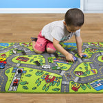 Kids Carpet Playmat Rug City Life Great for Playing with Cars and Toys - Play Learn and Have Fun Safely - Kids Baby Children Educational Road Traffic Play Mat for Bedroom Play Room Game Safe Area