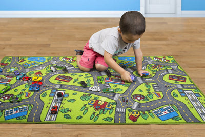 Kids Carpet Playmat Rug City Life Great for Playing with Cars and Toys - Play Learn and Have Fun Safely - Kids Baby Children Educational Road Traffic Play Mat for Bedroom Play Room Game Safe Area