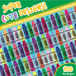 Crayola Shaped Kids Bandages, 100 CT | Great for Birthdays, Party Supplies, Stickers, Stocking Stuffer or White Elephant Gift | Adhesive Bandages for Minor Cuts, Scrapes, & Burns