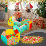 5pc Kids Play Tent for Toddlers with Ball Pit, Crawl Tunnel, Indoor & Outdoor Playhouse, Jungle Gym, Toys for Boys & Girls, Includes Dart Balls, Teepee & Basketball Hoops