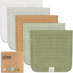 KeaBabies Cotton Muslin Burp Cloths Baby Boy, Girl - 5-Pack Soft & Absorbent Burping Cloth for Babies, Large Baby Towels & Washcloths for Newborn, Spit Up Rags, No Shrink, 20x10 (Pine)