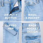 CULTURA Baby Boys Toddler Jeans, Elastic Waist Slim Wash Basic Stretch Denim Pants Jeans for Boys, Light Blue - Stretch Denim, 2T