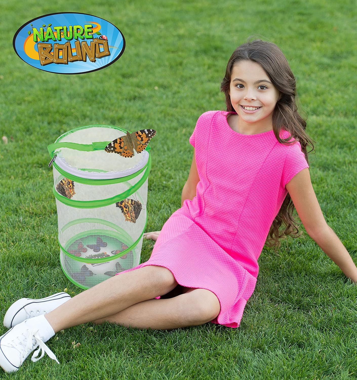 Nature Bound Butterfly Growing Kit - Live Caterpillar to Butterfly Project for Kids - Includes Voucher for Caterpillars, Green Pop-Up Enclosure, and STEM Learning Guide