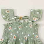 SUREPOCH Toddler Baby Girl Clothes Summer Outfits Heart Daisy Print Sleeveless Camisole Linen Pants Set for Little Girls