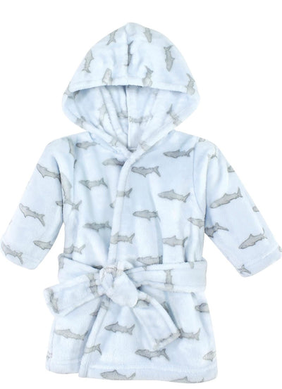 Hudson Baby Unisex Baby Plush Animal Face Bathrobe, Blue, 0-9 Months