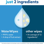 WaterWipes Plastic-Free Original Baby Wipes, 99.9% Water Based Wipes, Unscented & Hypoallergenic for Sensitive Skin, 60 Count (Pack of 12), Packaging May Vary