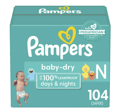 Pampers Baby-Dry Diapers Size Newborn, 104 Count