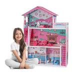 Wooden Dollhouse with Furniture 4-Rooms; with 18 pcs Furniture &amp; Accessories