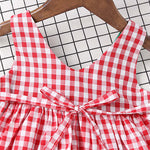Baby Girl Plaid Pattern Bow Tie Decoration Sleeveless Dress