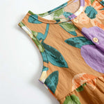 Baby Girl Floral Print Pattern Buttoned Design Sleeveless Rompers