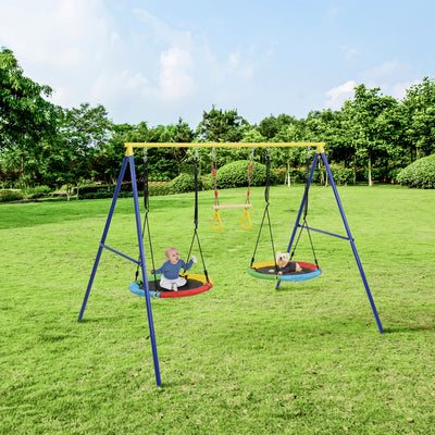 Outdoor Toddler Saucer Swing Set for Backyard, Playground Tree Swing Sets with Steel Frames, with Disc Tree Swing Playset