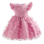Baby Flower Patched Design Mesh Patchwork Butterfly Sleeve Dress