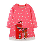 Baby Girl Polka Dot Pattern Cartoon Patched Design Loose Dress