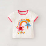 Baby Girl Rainbow Pattern Patched Design Colorblock T-Shirt